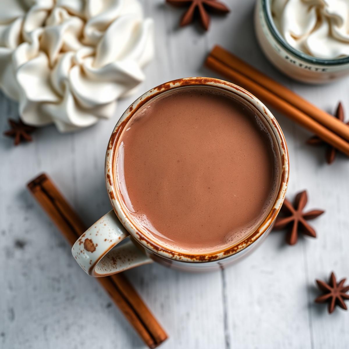 Taza de chocolate caliente preparado con pasta de cacao